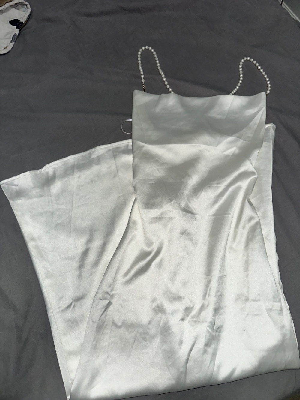 Selfie Leslie Eternal Flame Pearl Strap Midi Dress Off White Size Small NEW - Picture 4 of 6